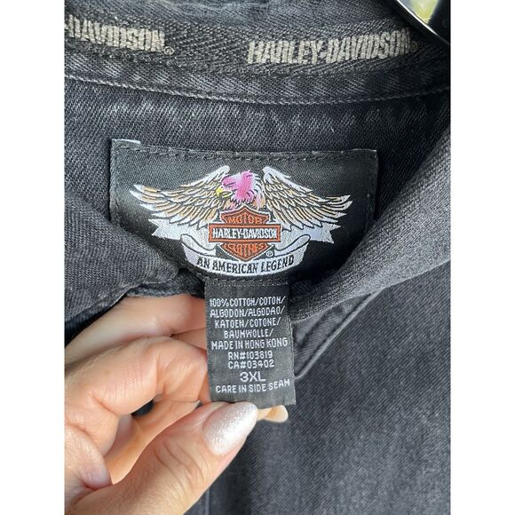 Harley Davidson Embroidered Long Sleeve Collard Shirt - Size 3X - Black - Picture 5 of 5